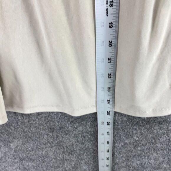 Anne Klein Shirt Women S Small Beige Button Up 3/4 Sleeve Collared Roll Up Tab - Picture 8 of 10